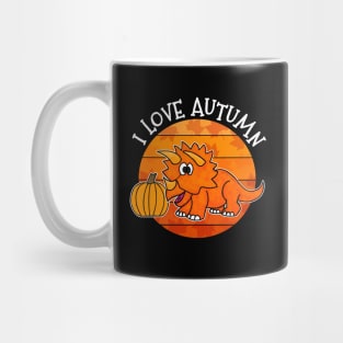 Autumn Triceratops Dinosaur Pumpkin Fall Thanksgiving Mug